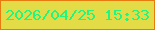 文字の大きさ：3、枠の色：e87b0d、背景の色：e3dc47、文字の色：22f67e 無料ブログパーツのブログ時計
