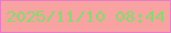 文字の大きさ：5、枠の色：e87bc6、背景の色：f8a3a1、文字の色：80de6a 無料ブログパーツのブログ時計