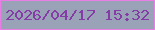文字の大きさ：1、枠の色：e87de3、背景の色：9aa2b7、文字の色：853ca6 無料ブログパーツのブログ時計