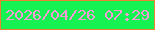文字の大きさ：5、枠の色：e88330、背景の色：15f251、文字の色：f69bd6 無料ブログパーツのブログ時計
