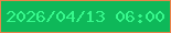 文字の大きさ：5、枠の色：e8834a、背景の色：0eb859、文字の色：37f88c 無料ブログパーツのブログ時計
