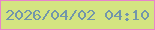 文字の大きさ：5、枠の色：e883cb、背景の色：d4e481、文字の色：7296aa 無料ブログパーツのブログ時計