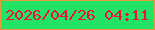 文字の大きさ：1、枠の色：e89a40、背景の色：23e366、文字の色：ee103d 無料ブログパーツのブログ時計