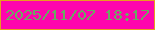 文字の大きさ：2、枠の色：e89c1e、背景の色：fe05ad、文字の色：6aab62 無料ブログパーツのブログ時計