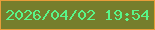 文字の大きさ：4、枠の色：e89d3a、背景の色：767e2c、文字の色：59f688 無料ブログパーツのブログ時計
