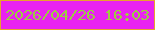 文字の大きさ：4、枠の色：e8a22c、背景の色：e923f0、文字の色：9ccd41 無料ブログパーツのブログ時計