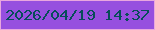 文字の大きさ：3、枠の色：e8a6df、背景の色：964fdf、文字の色：074d59 無料ブログパーツのブログ時計