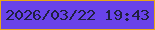 文字の大きさ：4、枠の色：e8a717、背景の色：6943ea、文字の色：202040 無料ブログパーツのブログ時計