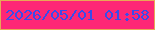 文字の大きさ：4、枠の色：e8a856、背景の色：fe2776、文字の色：3a4cea 無料ブログパーツのブログ時計