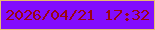 文字の大きさ：4、枠の色：e8ba6f、背景の色：830cfd、文字の色：9b0414 無料ブログパーツのブログ時計