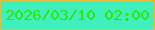 文字の大きさ：1、枠の色：e8bd3b、背景の色：3fefbc、文字の色：34e303 無料ブログパーツのブログ時計