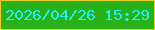 文字の大きさ：3、枠の色：e8ce29、背景の色：28b119、文字の色：25f0ec 無料ブログパーツのブログ時計