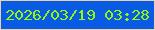 文字の大きさ：5、枠の色：e8d2b5、背景の色：095be4、文字の色：92f611 無料ブログパーツのブログ時計