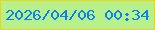 文字の大きさ：4、枠の色：e8d621、背景の色：b8f08b、文字の色：0383f6 無料ブログパーツのブログ時計