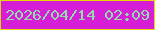 文字の大きさ：4、枠の色：e8d903、背景の色：d61ed7、文字の色：93dcab 無料ブログパーツのブログ時計