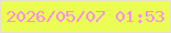 文字の大きさ：3、枠の色：e8e1c6、背景の色：ebfc55、文字の色：f490ed 無料ブログパーツのブログ時計