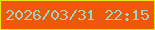文字の大きさ：2、枠の色：e8e415、背景の色：ef5807、文字の色：a3d2c6 無料ブログパーツのブログ時計
