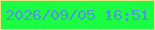 文字の大きさ：5、枠の色：e8e483、背景の色：1afd42、文字の色：5692e4 無料ブログパーツのブログ時計