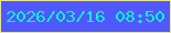 文字の大きさ：2、枠の色：e8e58b、背景の色：5058fb、文字の色：06f9cb 無料ブログパーツのブログ時計
