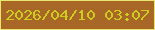 文字の大きさ：5、枠の色：e8e66f、背景の色：a86726、文字の色：cccd20 無料ブログパーツのブログ時計