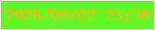 文字の大きさ：2、枠の色：e8eae2、背景の色：66f524、文字の色：fdb011 無料ブログパーツのブログ時計