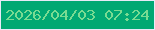 文字の大きさ：4、枠の色：e8eaf8、背景の色：01a873、文字の色：79db92 無料ブログパーツのブログ時計