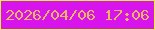 文字の大きさ：2、枠の色：e8f430、背景の色：d814ed、文字の色：ecb560 無料ブログパーツのブログ時計