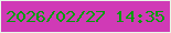 文字の大きさ：2、枠の色：e8f8e8、背景の色：d03ab6、文字の色：009d0a 無料ブログパーツのブログ時計