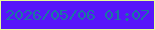 文字の大きさ：5、枠の色：e8fd98、背景の色：5715fa、文字の色：1a76a2 無料ブログパーツのブログ時計