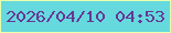 文字の大きさ：4、枠の色：e8ffac、背景の色：65d9de、文字の色：673795 無料ブログパーツのブログ時計