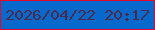 文字の大きさ：4、枠の色：e9062d、背景の色：0669cb、文字の色：4a2b4e 無料ブログパーツのブログ時計