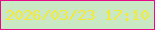 文字の大きさ：5、枠の色：e9098b、背景の色：cbe8c4、文字の色：f2e93a 無料ブログパーツのブログ時計