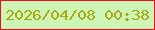文字の大きさ：3、枠の色：e90f20、背景の色：ccf5b6、文字の色：aaa812 無料ブログパーツのブログ時計