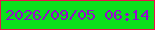 文字の大きさ：5、枠の色：e9124a、背景の色：0be11c、文字の色：950ace 無料ブログパーツのブログ時計