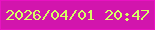 文字の大きさ：1、枠の色：e912c2、背景の色：d215ad、文字の色：d6fe64 無料ブログパーツのブログ時計