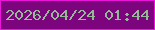 文字の大きさ：4、枠の色：e916d9、背景の色：7c047c、文字の色：94b898 無料ブログパーツのブログ時計