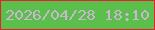 文字の大きさ：2、枠の色：e91d35、背景の色：5ac04b、文字の色：ccb5d0 無料ブログパーツのブログ時計