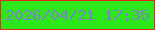 文字の大きさ：4、枠の色：e9261f、背景の色：2ce719、文字の色：7f82c9 無料ブログパーツのブログ時計