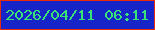 文字の大きさ：4、枠の色：e92908、背景の色：1724c8、文字の色：3ae378 無料ブログパーツのブログ時計