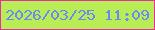 文字の大きさ：4、枠の色：e92ca5、背景の色：b9ed55、文字の色：6c88fc 無料ブログパーツのブログ時計