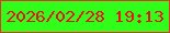 文字の大きさ：4、枠の色：e92e2e、背景の色：30fd19、文字の色：e91311 無料ブログパーツのブログ時計