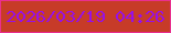 文字の大きさ：1、枠の色：e92f8e、背景の色：c73b28、文字の色：9811e5 無料ブログパーツのブログ時計