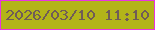 文字の大きさ：4、枠の色：e933e1、背景の色：b3b419、文字の色：705c57 無料ブログパーツのブログ時計