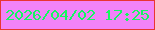 文字の大きさ：5、枠の色：e93532、背景の色：f283f8、文字の色：16f761 無料ブログパーツのブログ時計