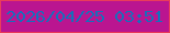 文字の大きさ：2、枠の色：e93c5b、背景の色：ba1590、文字の色：166fbb 無料ブログパーツのブログ時計