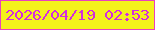 文字の大きさ：4、枠の色：e941be、背景の色：f4f21b、文字の色：d32dde 無料ブログパーツのブログ時計