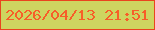 文字の大きさ：2、枠の色：e9451e、背景の色：ced560、文字の色：f75e29 無料ブログパーツのブログ時計