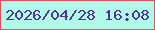 文字の大きさ：2、枠の色：e94e60、背景の色：b1faea、文字の色：53368c 無料ブログパーツのブログ時計