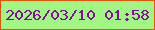 文字の大きさ：1、枠の色：e9500a、背景の色：a0f784、文字の色：860d9d 無料ブログパーツのブログ時計