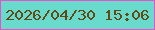 文字の大きさ：5、枠の色：e951c9、背景の色：68dbcc、文字の色：634915 無料ブログパーツのブログ時計